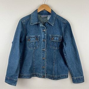 Vintage 90s Bill Blass Jeans Petite Blue Denim Cotton Jean Jacket Women's Sz PM